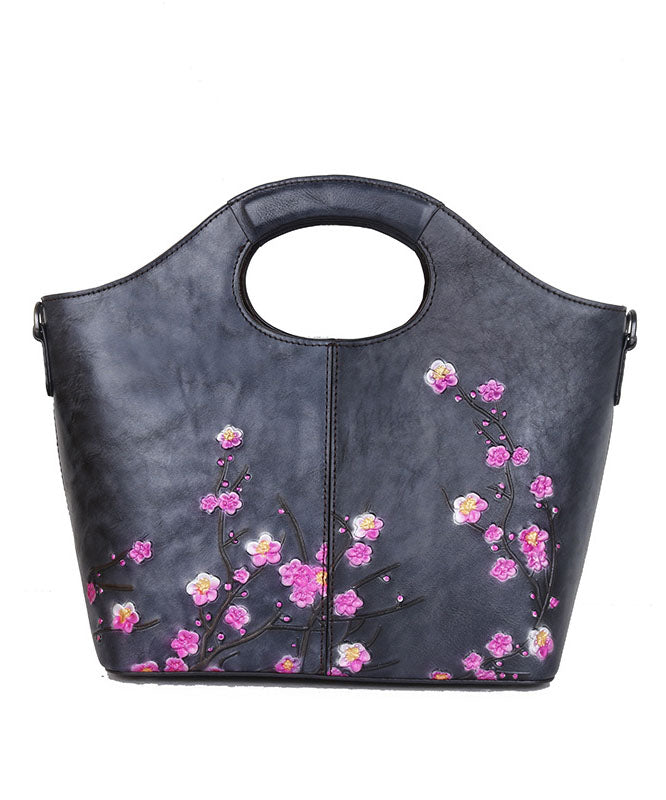 Edle graue Mode Prägung Paitings Kalbsleder Tote Handtasche