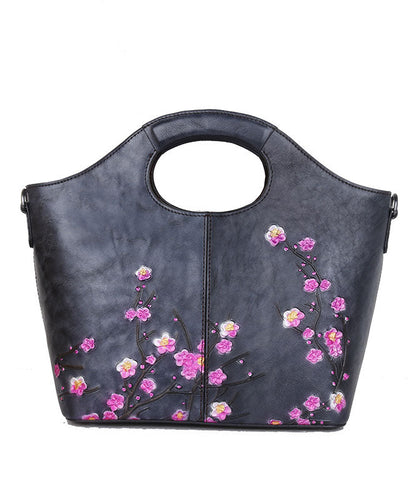 Edle graue Mode Prägung Paitings Kalbsleder Tote Handtasche