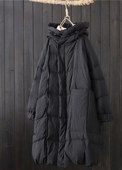 Edle Khaki Kapuzen Kordelzug Taschen Entendaunen Puffer Jacken Winter