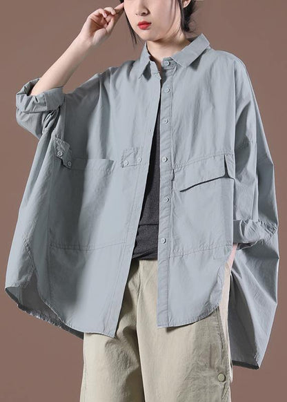 Classy Light Green Spring Asymmetrical Design Top Long Sleeve - SooLinen