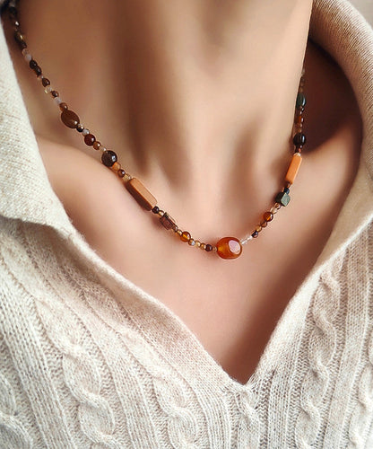 Classy Multicolored Agate Gratuated Bead Necklace