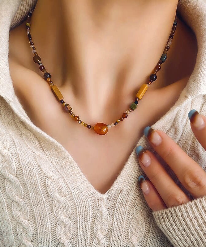 Classy Multicolored Agate Gratuated Bead Necklace