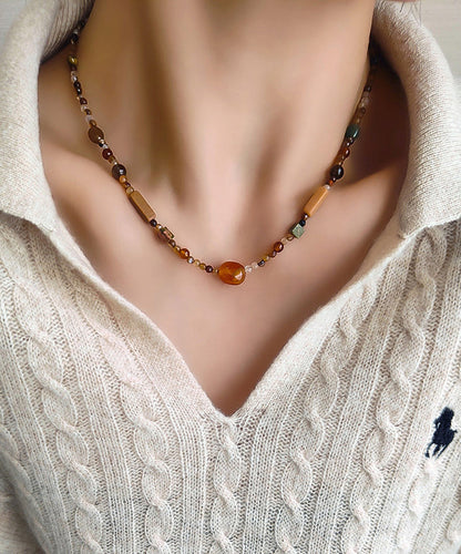 Classy Multicolored Agate Gratuated Bead Necklace