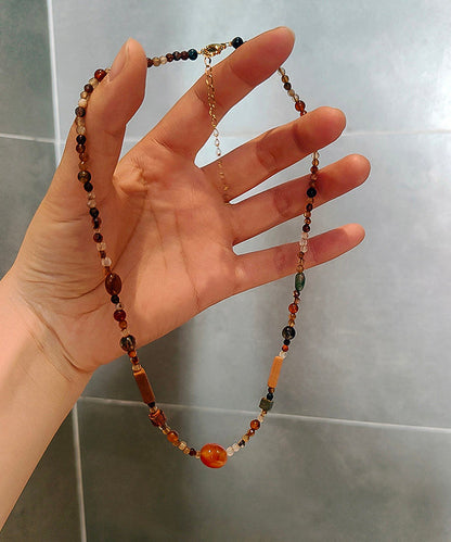 Classy Multicolored Agate Gratuated Bead Necklace