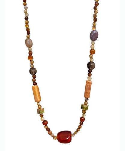 Classy Multicolored Agate Gratuated Bead Necklace