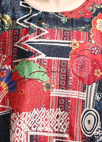 Luxy Asymmetric Silk Dress Print Art Dress - SooLinen