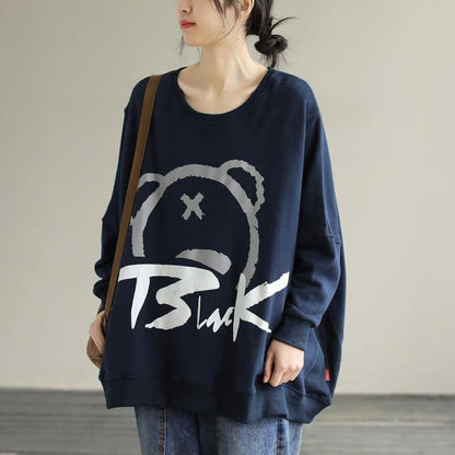 Classy O Neck cotton Spring Shirts Christmas Gifts Navy tops - SooLinen