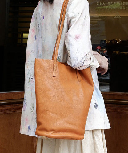 Classy Orange Large Capacity Durable Leather Bucket Bag