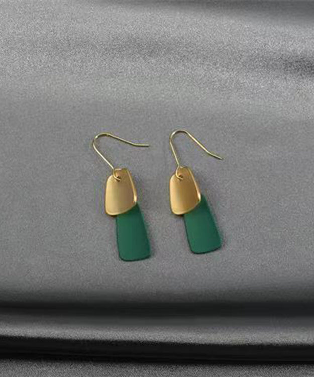 Pendientes colgantes elegantes de plata de ley con acabado de pintura metálica de color naranja