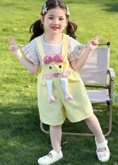 Classy Pink Oversized Print Cotton Kids Girls Two Piece Set Clothing Summer