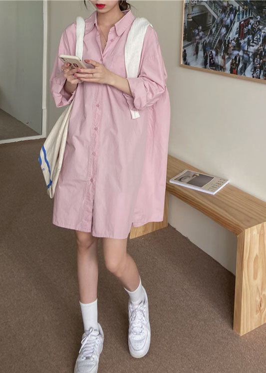 Edle rosa Peter Pan Kragen Baumwolle Hemden Top Frühling