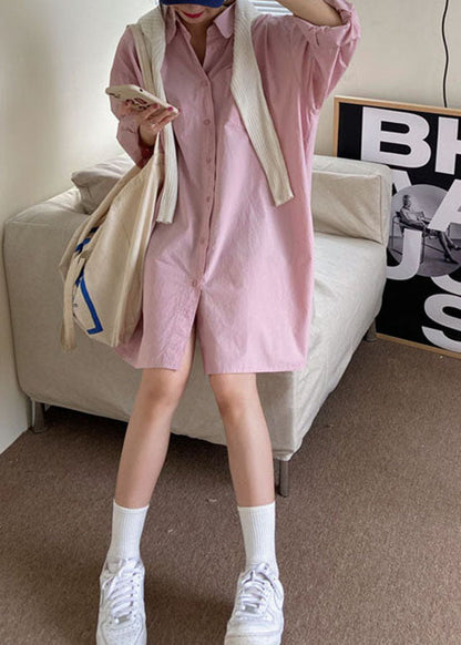 Edle rosa Peter Pan Kragen Baumwolle Hemden Top Frühling