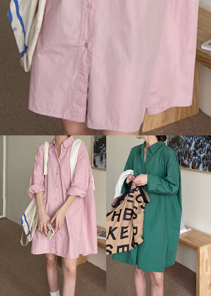 Edle rosa Peter Pan Kragen Baumwolle Hemden Top Frühling