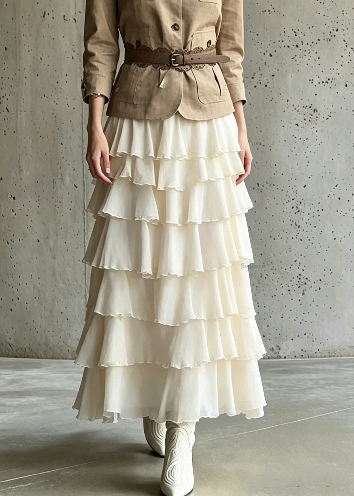 Classy Pockets Patchwork Coats And Maxi Skirts Two Piece Set Long Sleeve
