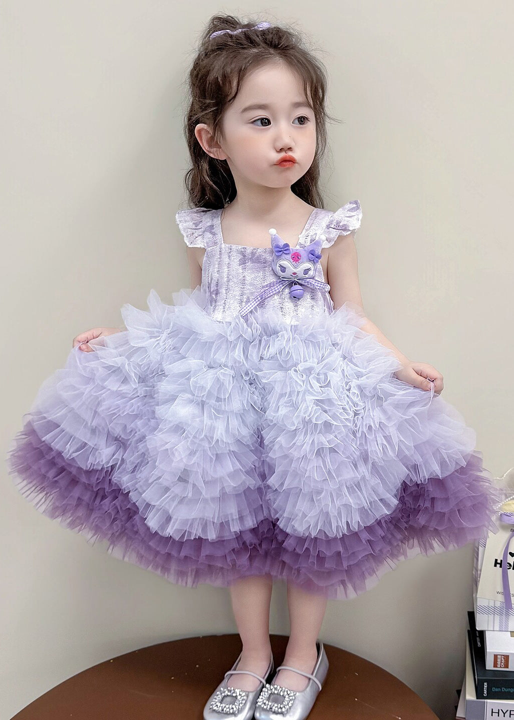 Classy Purple Exra Large Hem Tulle Baby Girls Kuromi Dress Summer
