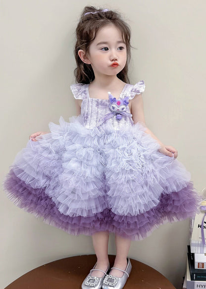 Classy Purple Exra Large Hem Tulle Baby Girls Kuromi Dress Summer