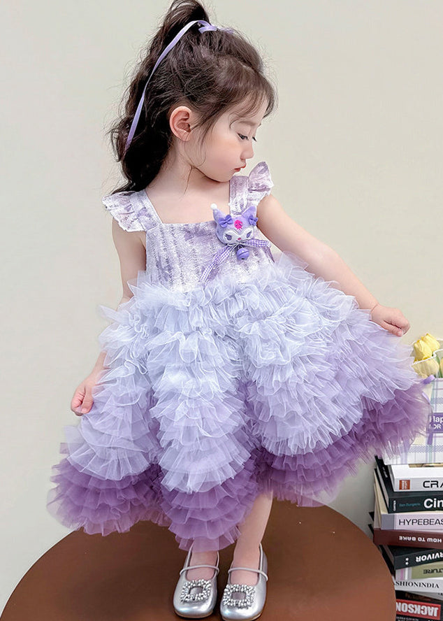 Classy Purple Exra Large Hem Tulle Baby Girls Kuromi Dress Summer