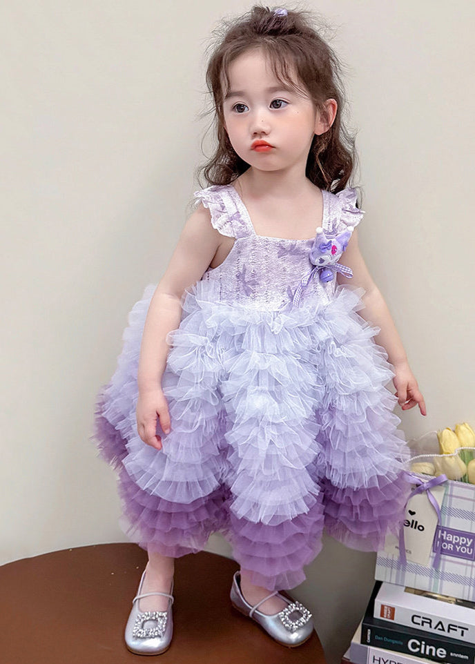 Classy Purple Exra Large Hem Tulle Baby Girls Kuromi Dress Summer