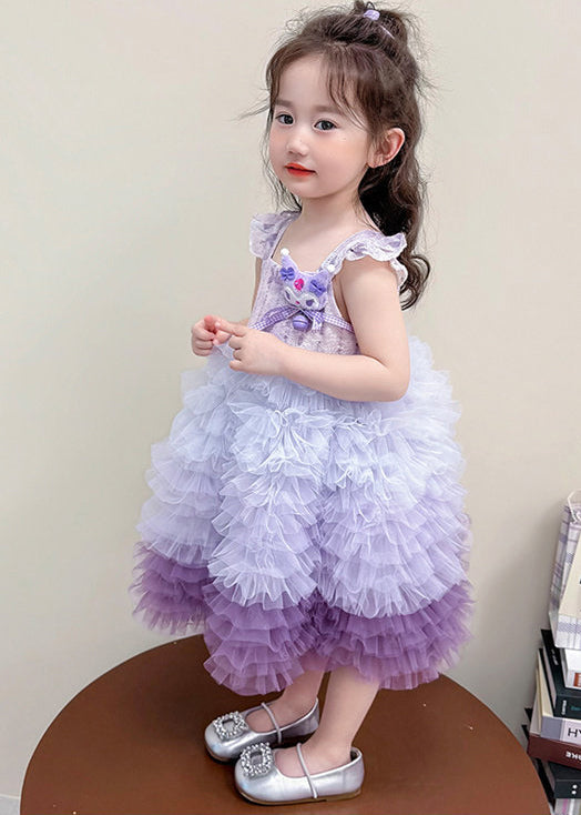 Classy Purple Exra Large Hem Tulle Baby Girls Kuromi Dress Summer