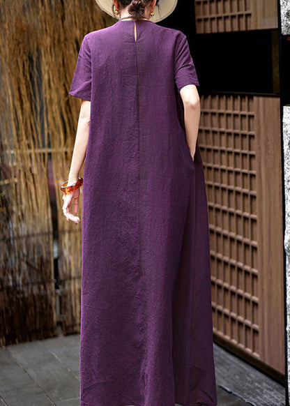 Classy Purple Oversized Silk A Line Dresses Summer