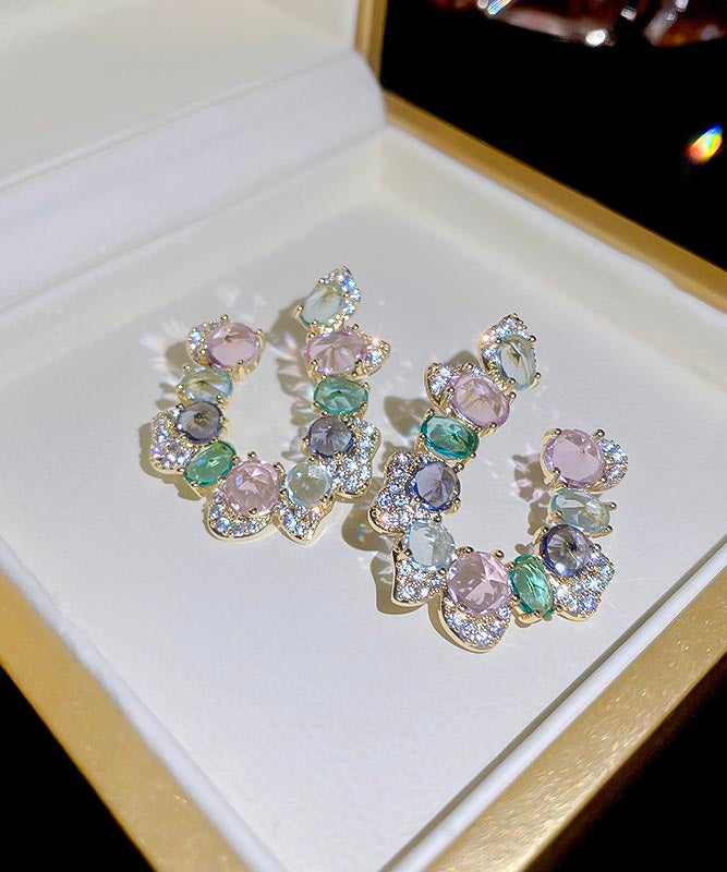 Elegante U-förmige Creolen aus Kupfer mit Regenbogen-Zirkon-Kristallen