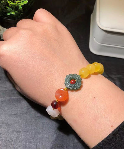 Edles Regenbogen-Handstrick-Bettelarmband aus Bienenwachs