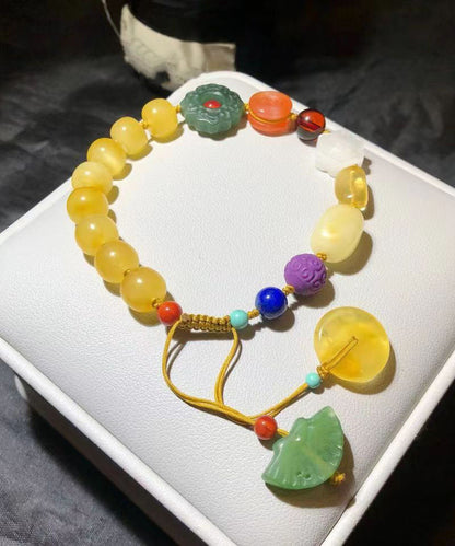 Edles Regenbogen-Handstrick-Bettelarmband aus Bienenwachs