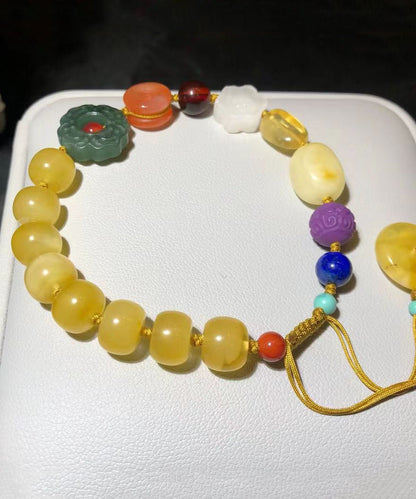 Edles Regenbogen-Handstrick-Bettelarmband aus Bienenwachs