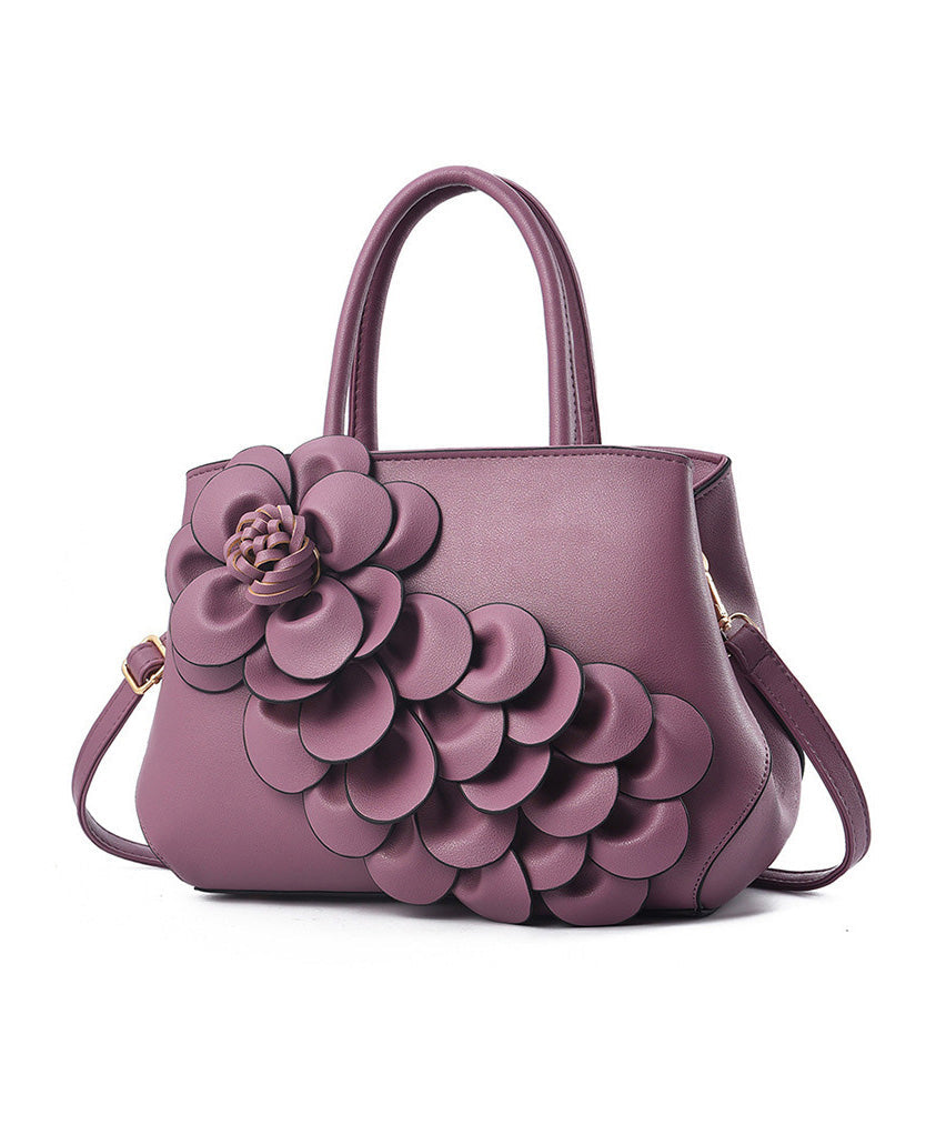 Classy Red Floral Durable Faux Leather Tote Bag