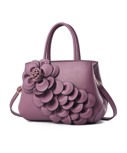 Classy Red Floral Durable Faux Leather Tote Bag