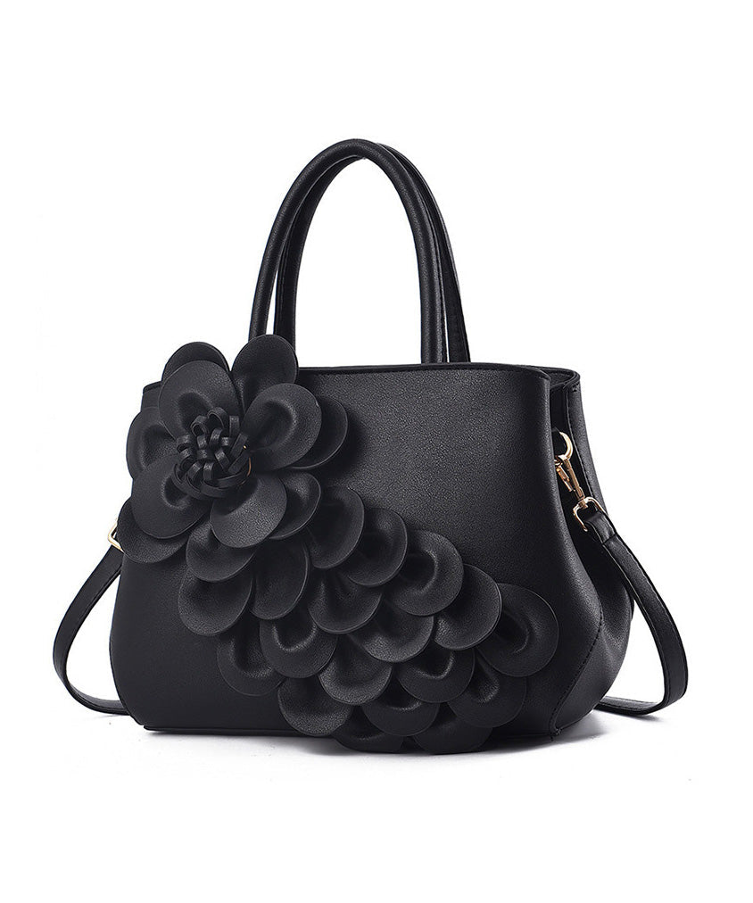 Classy Red Floral Durable Faux Leather Tote Bag