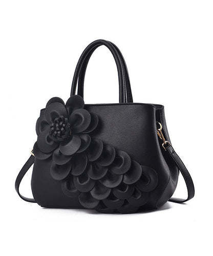 Classy Red Floral Durable Faux Leather Tote Bag