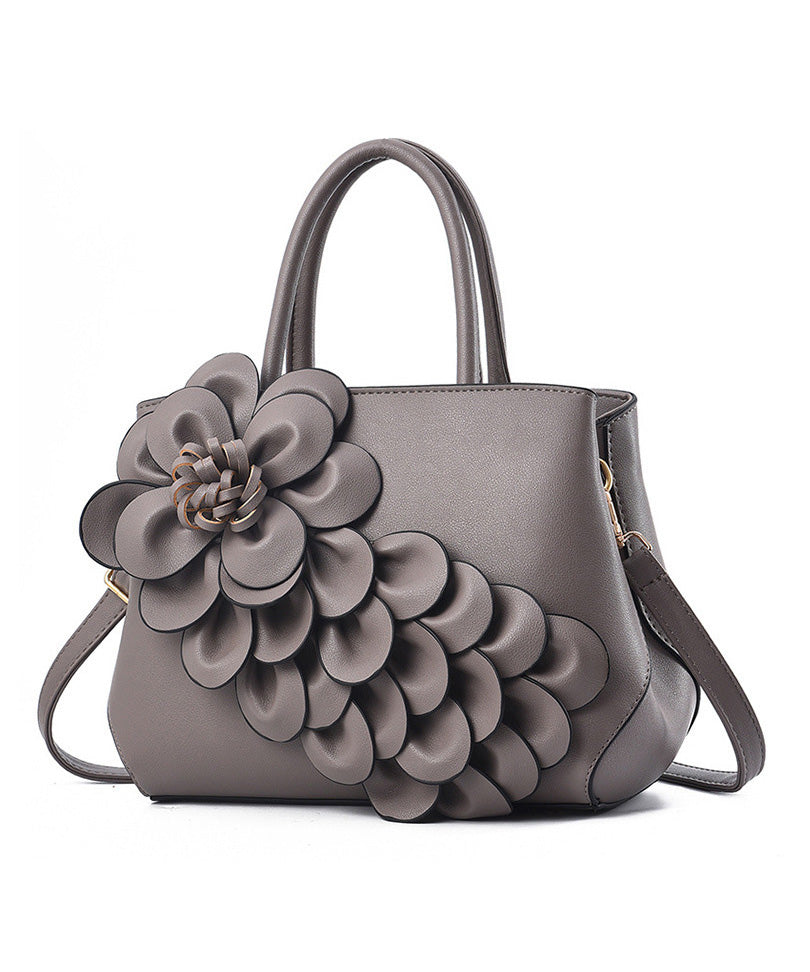 Classy Red Floral Durable Faux Leather Tote Bag