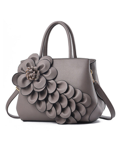 Classy Red Floral Durable Faux Leather Tote Bag