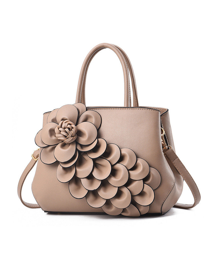 Classy Red Floral Durable Faux Leather Tote Bag