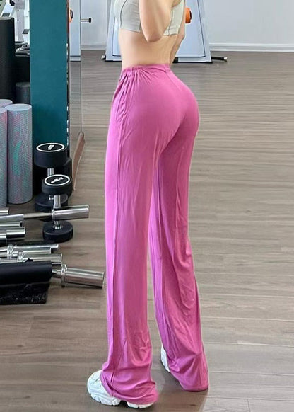 Classy Rose Elastic Waist Cotton Straight Pants Summer