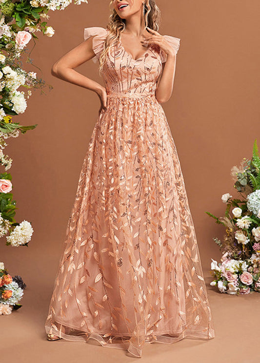 Classy Ruffled Patchwork High Waist Tulle Maxi Dresses Summer