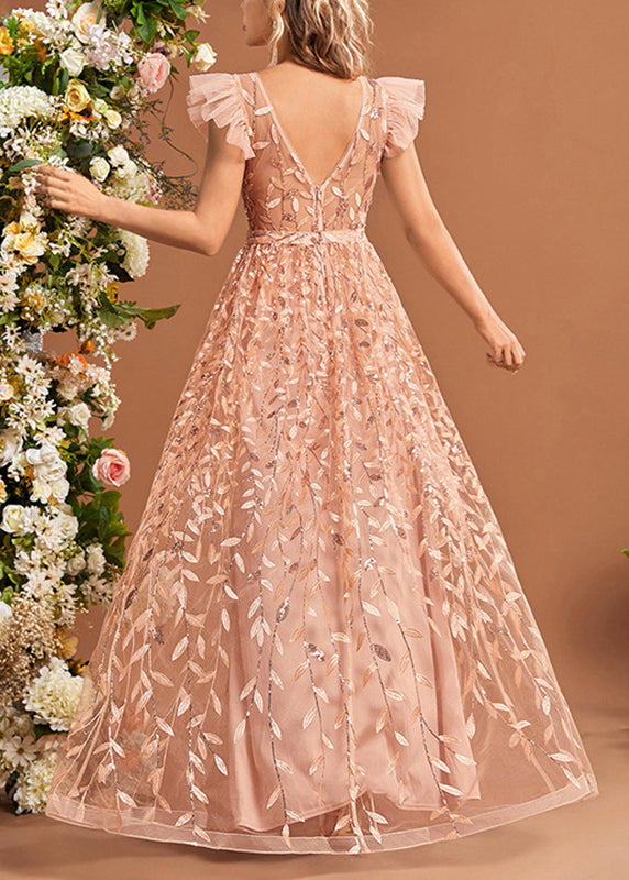 Classy Ruffled Patchwork High Waist Tulle Maxi Dresses Summer