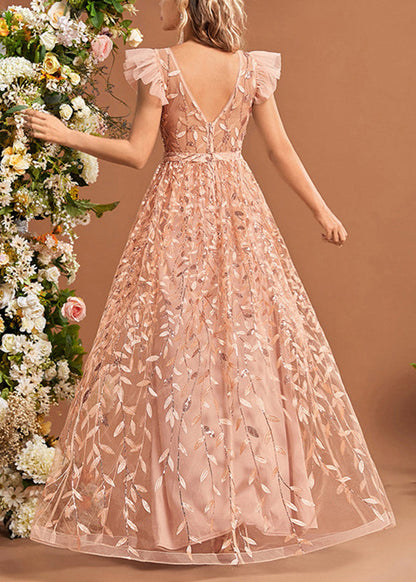 Classy Ruffled Patchwork High Waist Tulle Maxi Dresses Summer