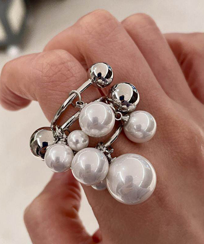 Classy Silk Alloy Pearl Beading Tassel Rings