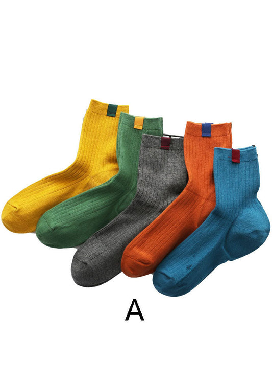 Edle, einfarbige Crew-Socken aus Baumwolle