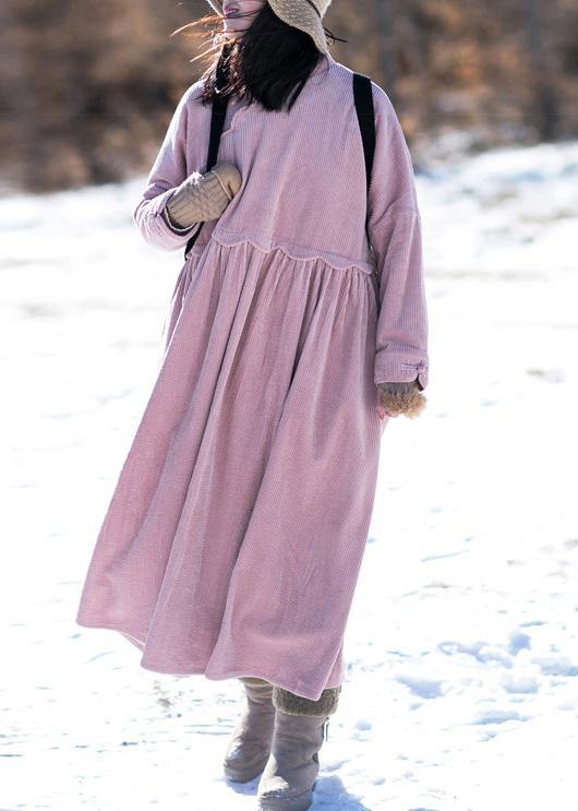 Classy Stand Patchwork Spring dress Neckline Pink Dresses - SooLinen