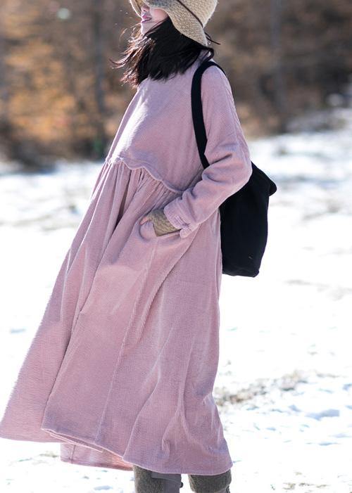 Classy Stand Patchwork Spring dress Neckline Pink Dresses - SooLinen