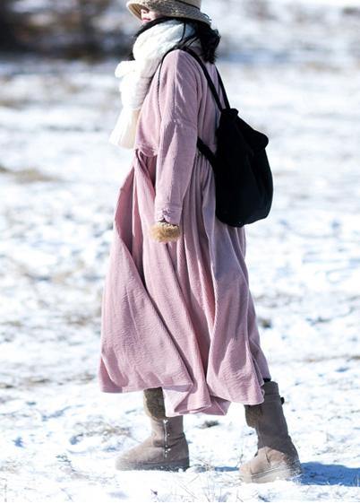 Classy Stand Patchwork Spring dress Neckline Pink Dresses - SooLinen