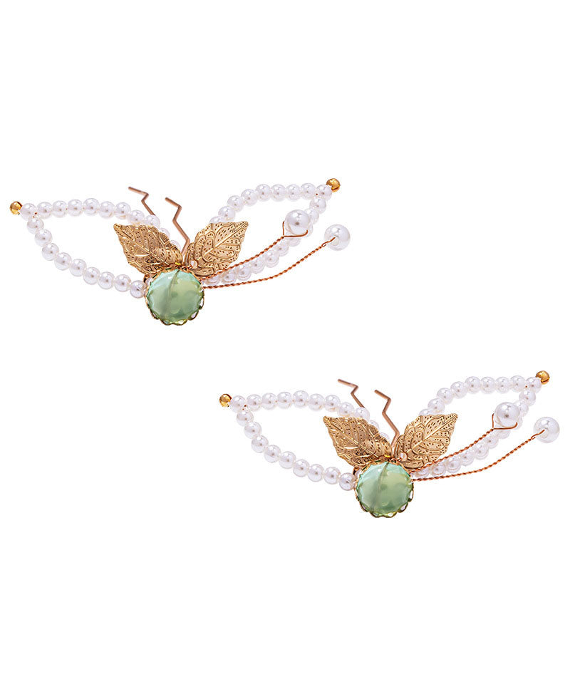 Horquilla con borla de resina y perla de aleación blanca elegante