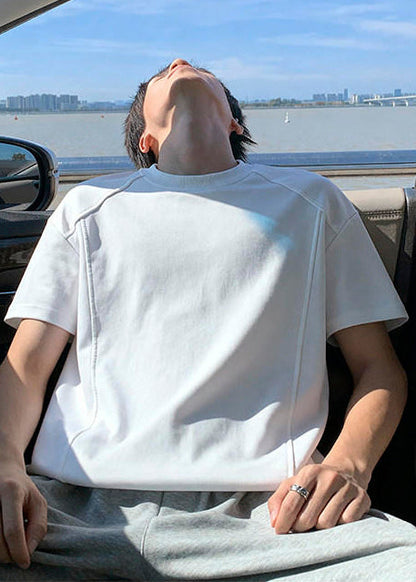 Classy White Oversized Cotton Men Moisture Wicking Shirts Half Sleeve