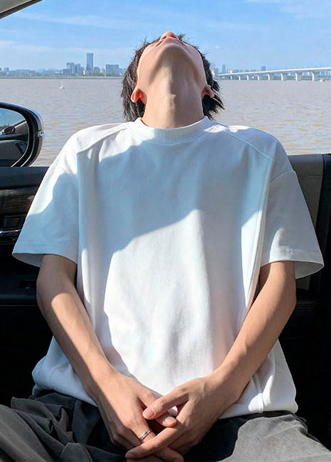 Classy White Oversized Cotton Men Moisture Wicking Shirts Half Sleeve