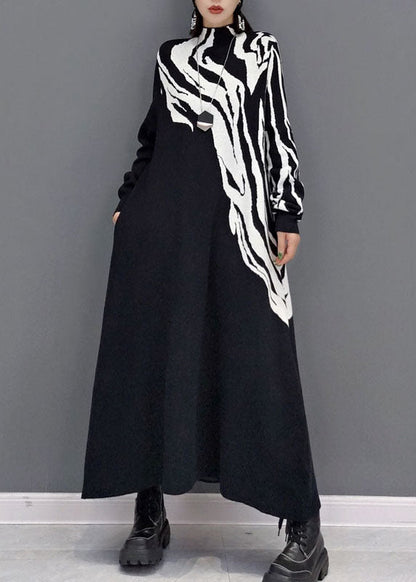 Edle weiße Print Strickpullover Kleider Frühling