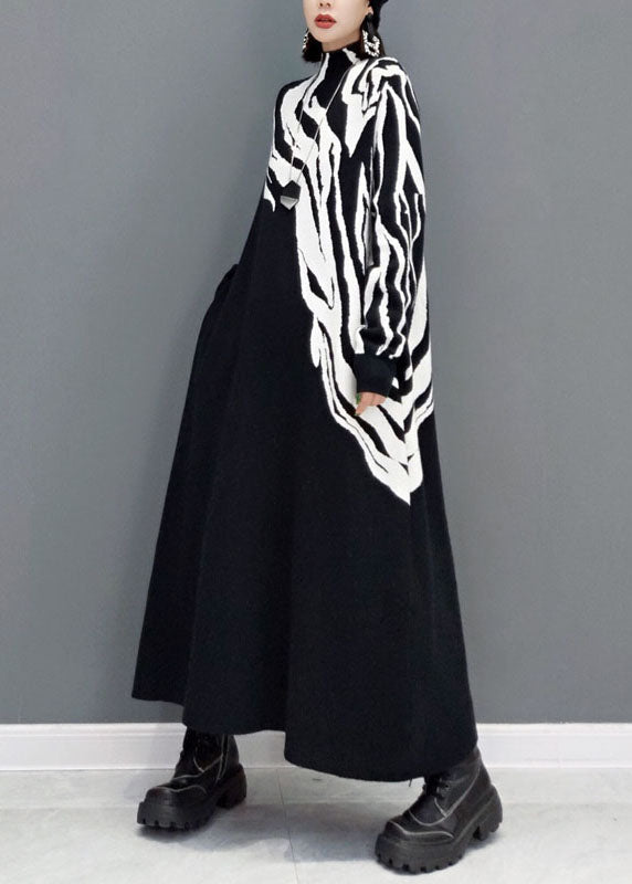 Edle weiße Print Strickpullover Kleider Frühling