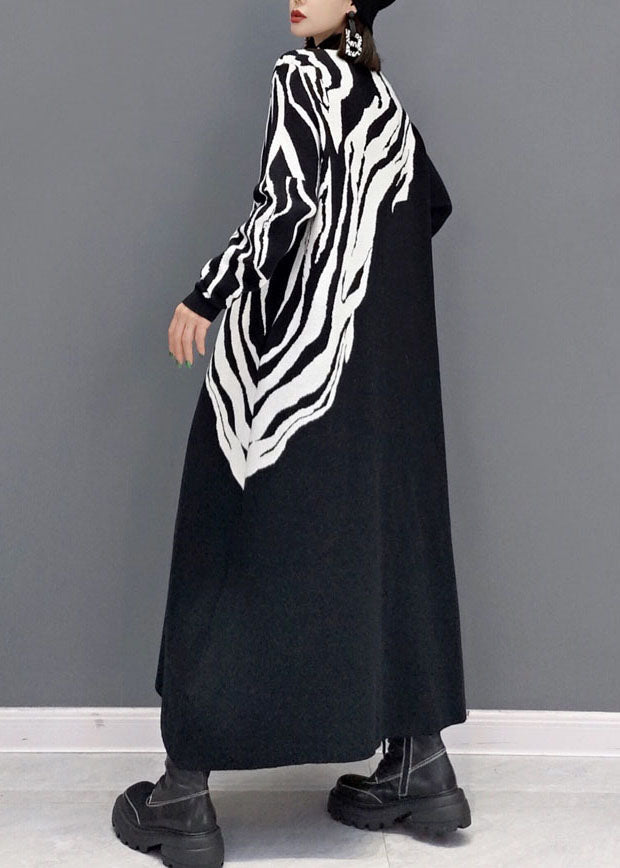 Edle weiße Print Strickpullover Kleider Frühling